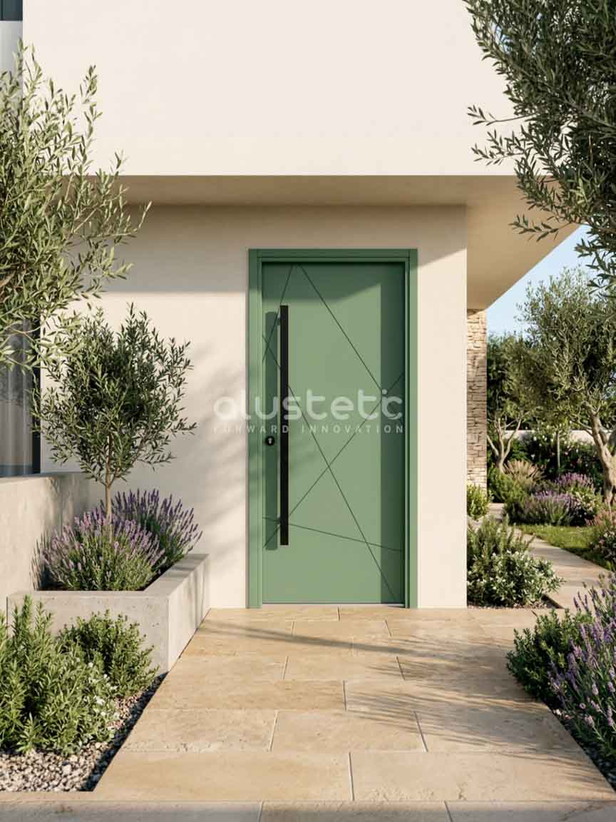 Puerta de entrada de aluminio con diseño moderno